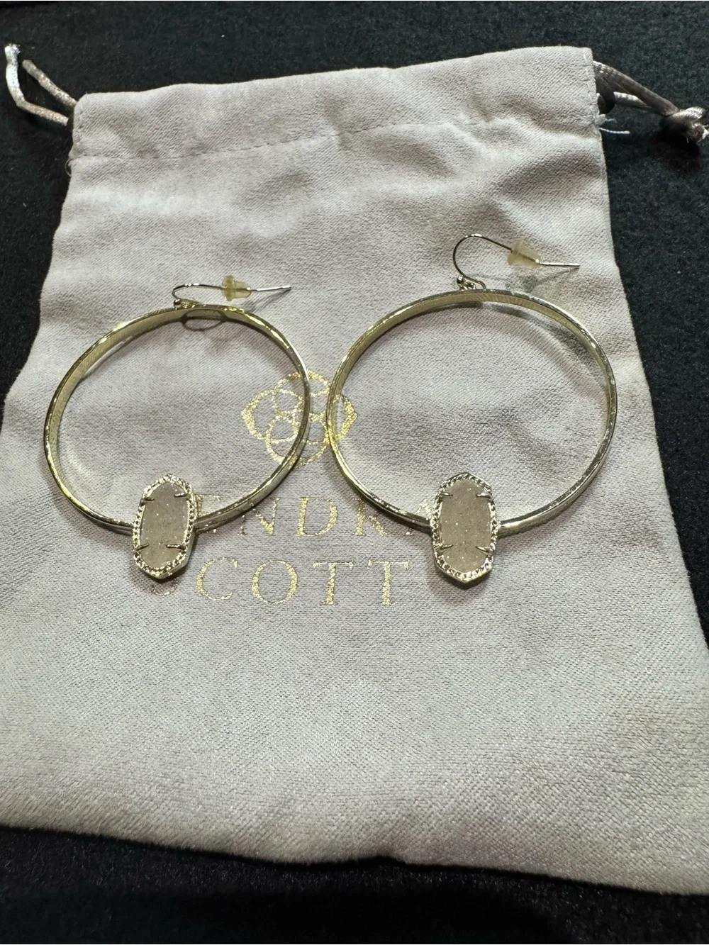 Kendra Scott 14k Gold plated Hoop Earrings with Oval Stone Accents